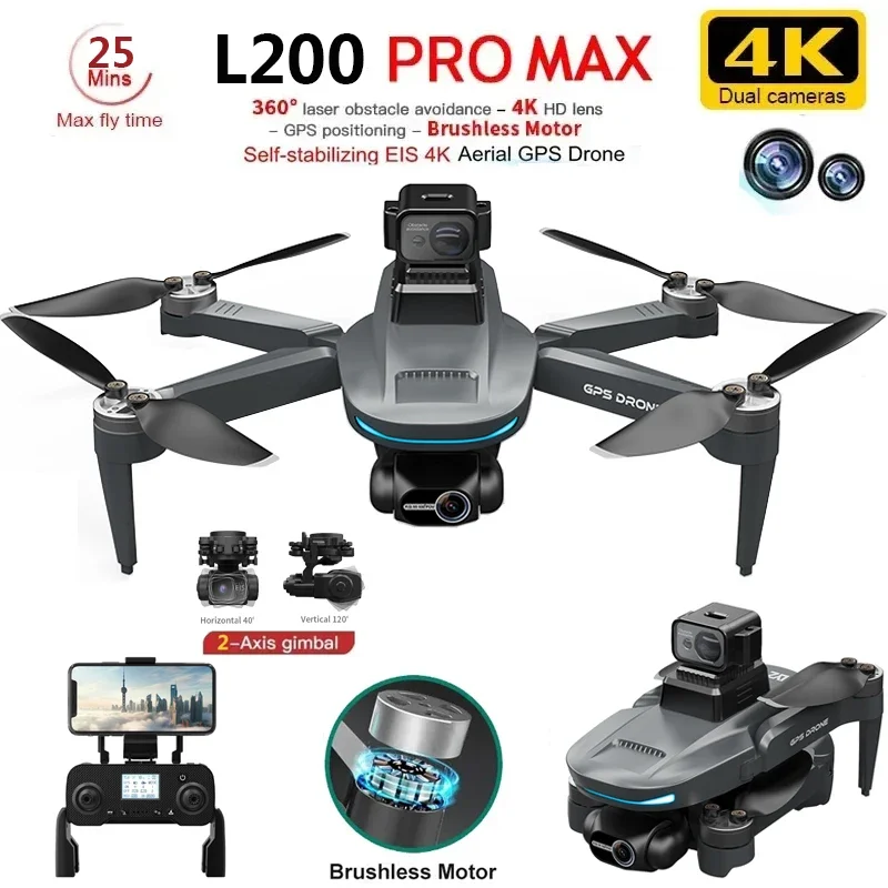 L200 PRO MAX Drone 4K 2-Axis P - Drone Racing Camera 评论和价格