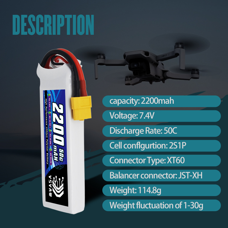 VSVAW 7.4V 2200mah 2S Drone Li - Drone Racing Battery 评论和价格