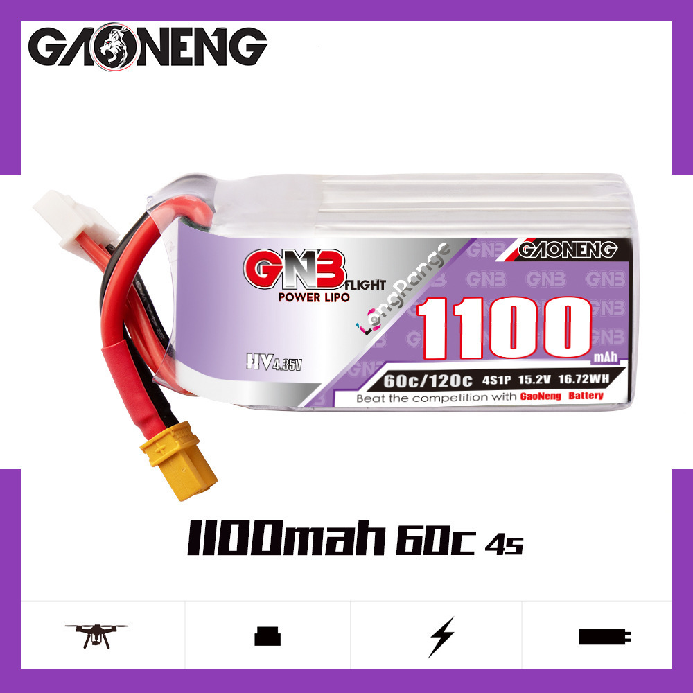 GNB 4S 1100mAh 60C/120C HV Lip - Drone Racing Battery 评论和价格