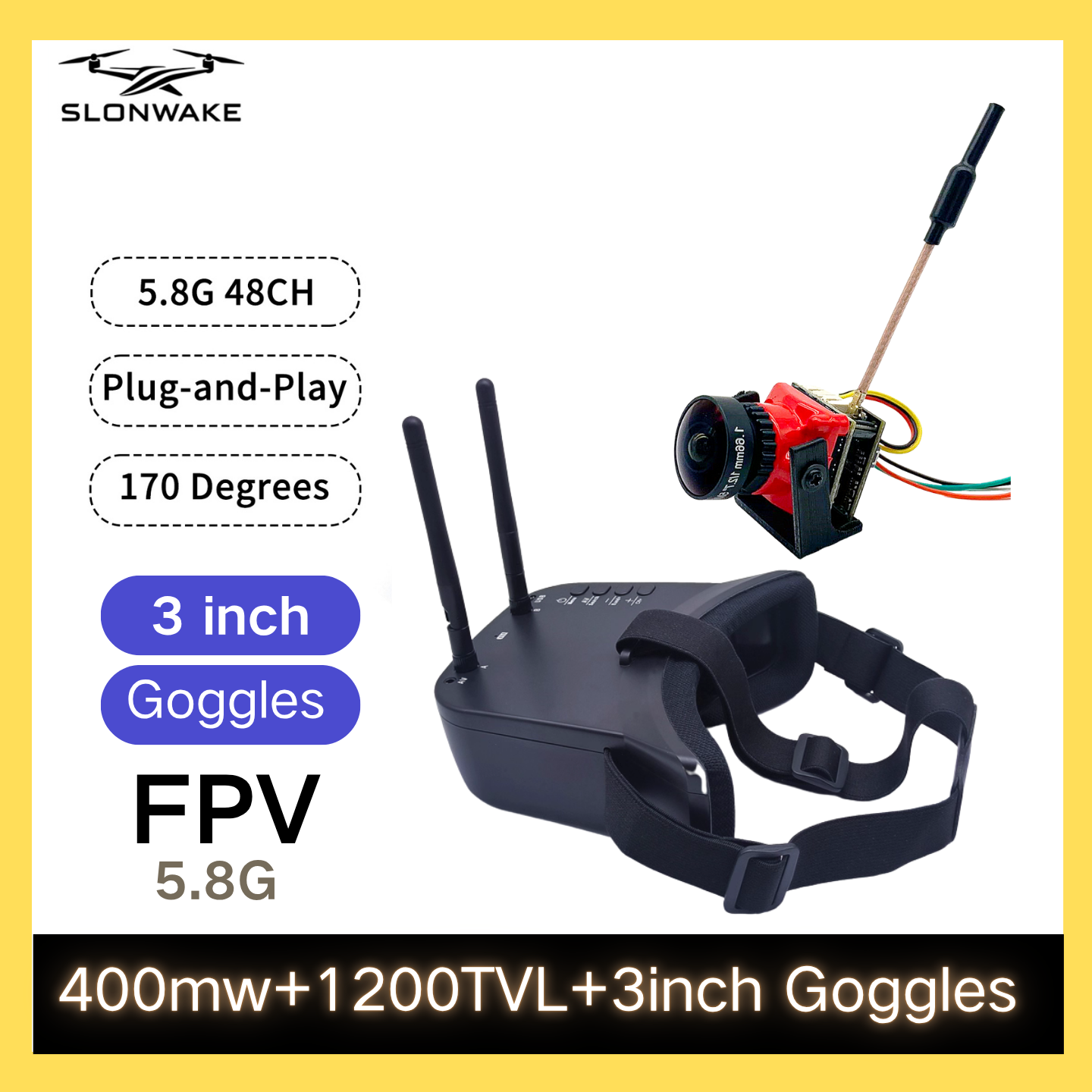 SLONWAKE 5.8G 48CH FPV 400mw V - Drone Racing Frame 评论和价格