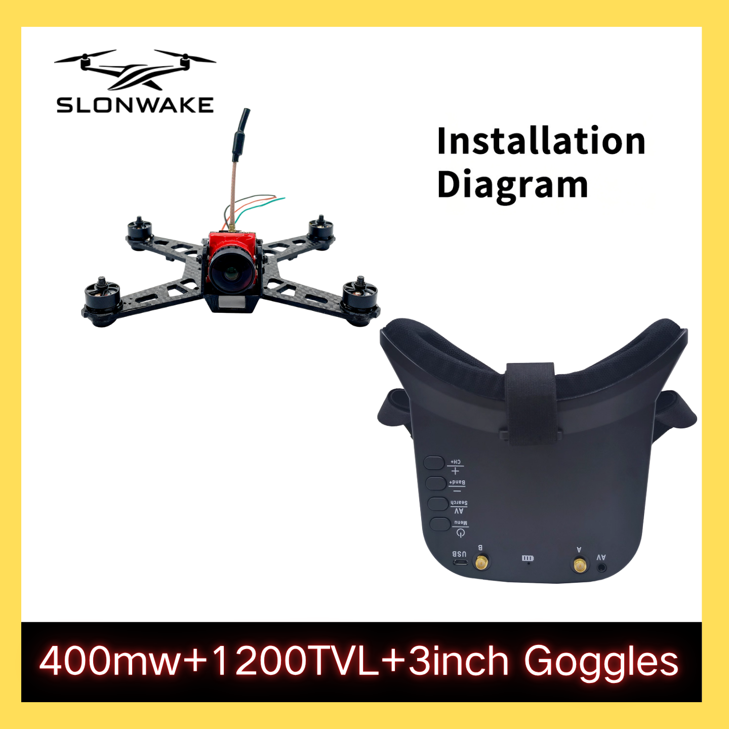 SLONWAKE 5.8G 48CH FPV 400mw V - Drone Racing Frame 评论和价格
