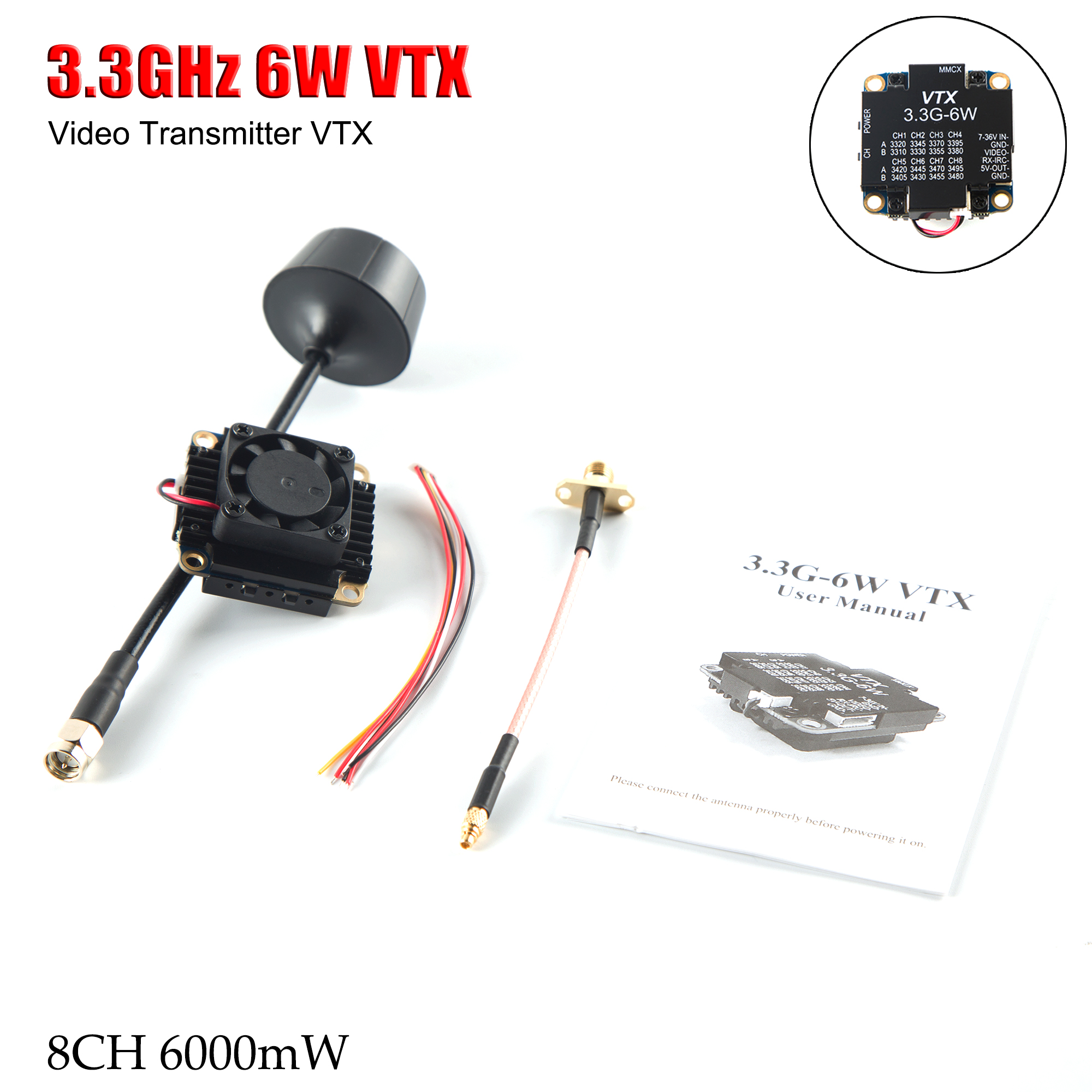 FPV Video Transmitter 3.3G 6W  - Drone Racing Transmitter 评论和价格