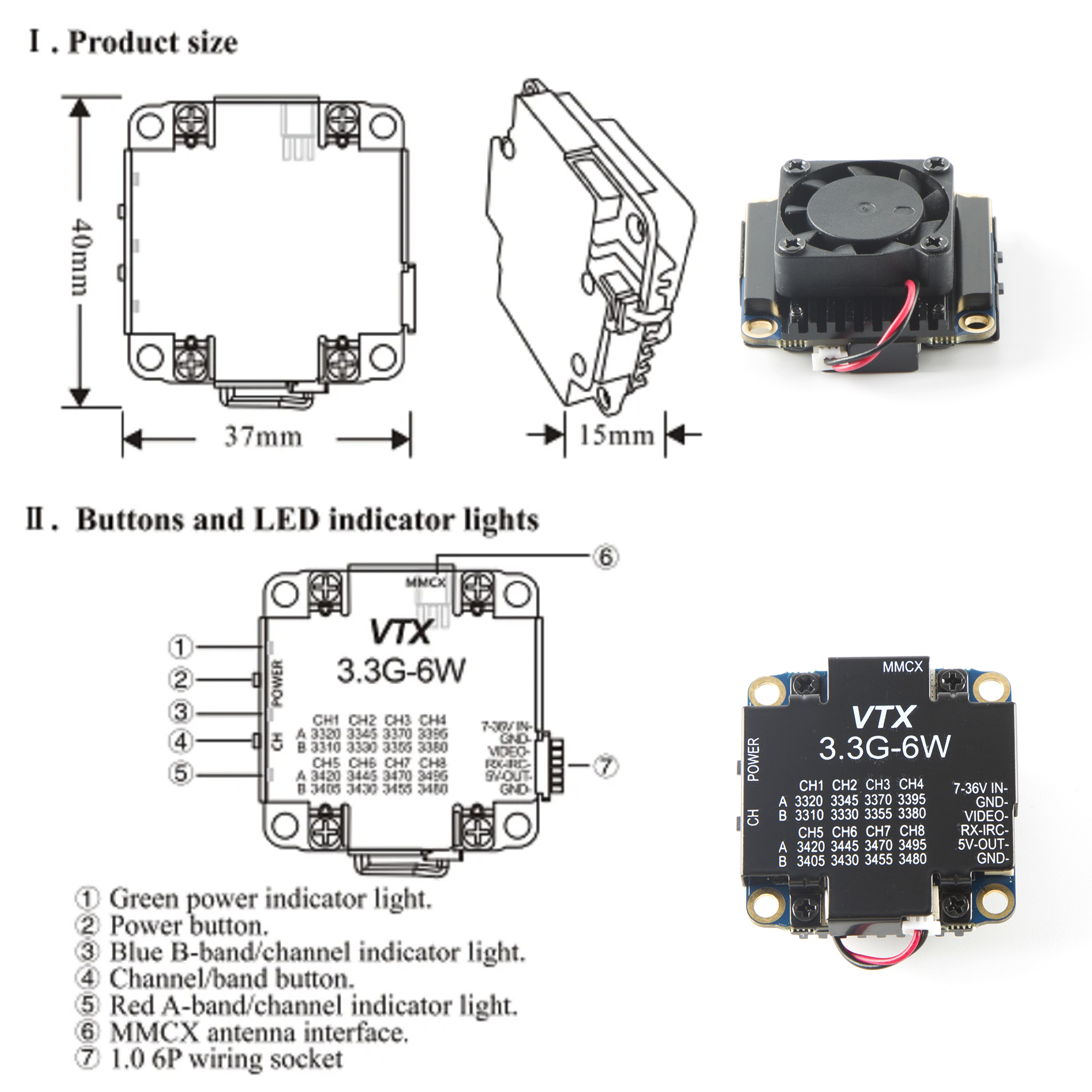 FPV Video Transmitter 3.3G 6W  - Drone Racing Transmitter 评论和价格