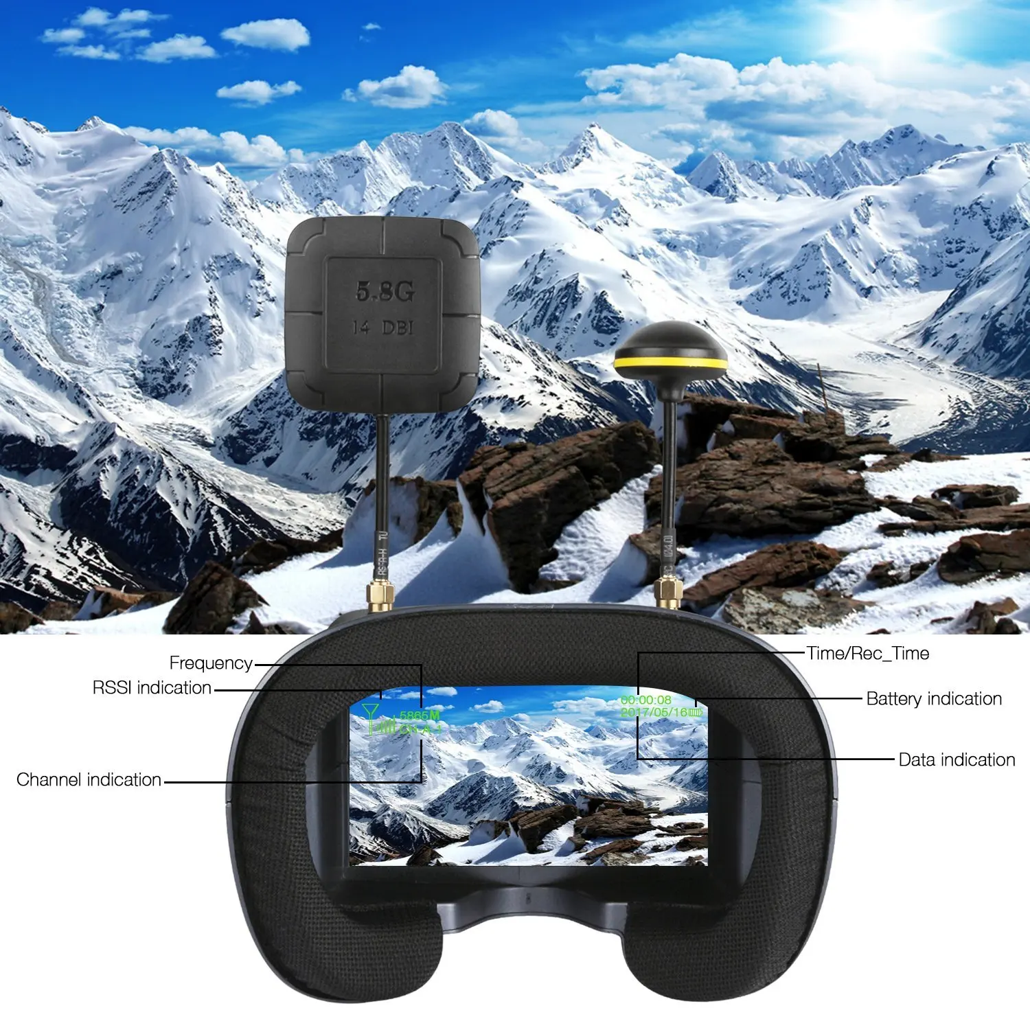FPV Goggles 008D 5.8G 40CH 4.3 - Drone Racing Goggles 评论和价格